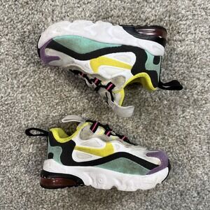 Nike Air Max 270 React Toddler‎ Shoes 4C White Yellow Purple Black Running